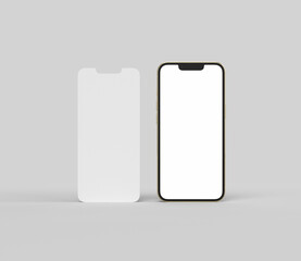 Gold smartphone and screen mockup