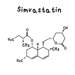 drug chemical structure of Simvastatin illustration