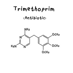 drug chemical structure of Trimethoprim illustration
