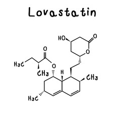 drug chemical structure of Lovastatin illustration