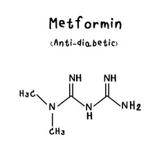 drug chemical structure of Metformin illustration