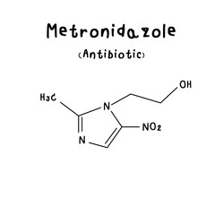drug chemical structure of Metronidazole illustration