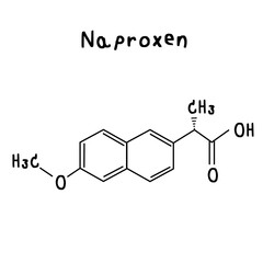 drug chemical structure of Naproxen illustration
