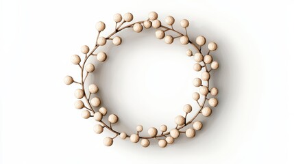 Obraz premium Stylish wooden wreath with decorative spheres, white isolate background