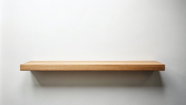 floating wooden shelf attached to white wall