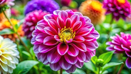 Obraz premium Floral arrangement with colorful flowers and green leaves