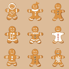 Vector set of Christmas gingerbread cookie
