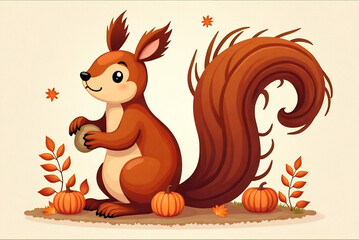 squirrel in autumn environment, background, wallpaper