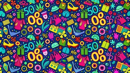 Naklejka premium Super Sale Background with Discount Percent Pattern for Fashion Photography