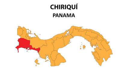 Chiriquí Map is highlighted on the Panama map with detailed state and region outlines.