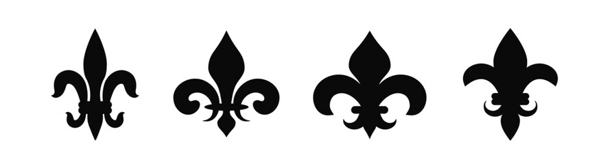 Black heraldic french lily. Medieval heraldic flower. Dark Fleur de lis symbol. Traditional dynasty emblem. © Богдан Скрипник