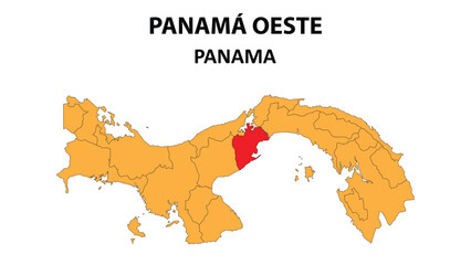 Obraz premium Panamá Oeste Map is highlighted on the Panama map with detailed state and region outlines.