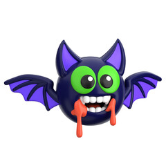 3D Vampire Bat Icon, perfect for Halloween designs, spooky projects, or playful horror-themed illustrations