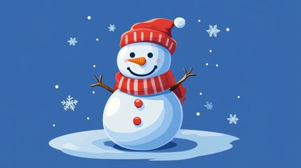 Fototapeta premium Cute snowman. Winter holiday theme.