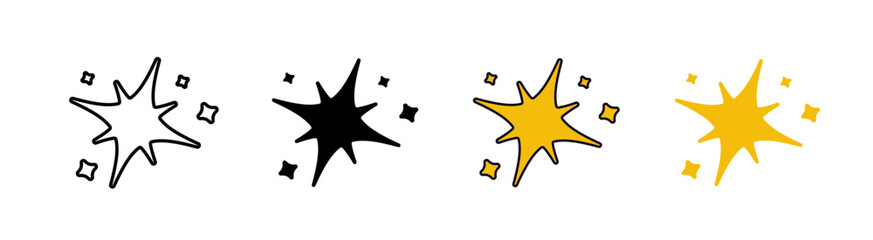 Black and yellow and outline twinkle collection. Signs of shining and twinkling start.