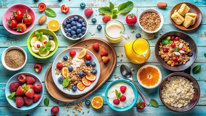Fototapeta premium Celebrate Better Breakfast Month with Delicious and Nutritious Morning Meals