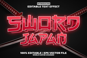 Sword editable text effect in new modern trend style © Dhm