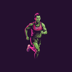 A flat illustration of long jump player 