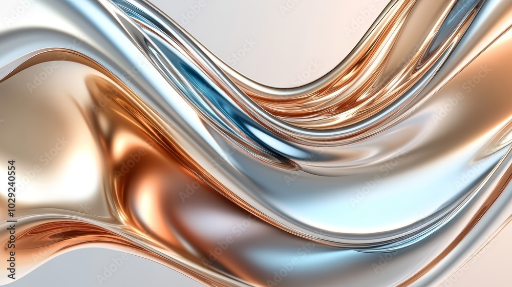 Fototapete metallic wave, a captivating 3d rendering of abstract form and light digital art, abstract design, t