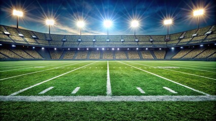Football field with grass background and shallow Depth of Field