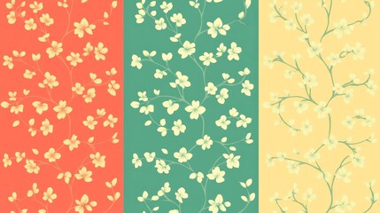 Four unique floral patterns, vibrant and intricate designs for textiles, crafting, and home decor