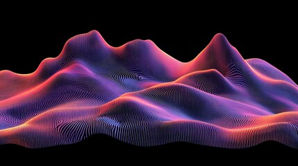Obraz premium Digital mountain range art, majestic peaks and breathtaking landscape illustration