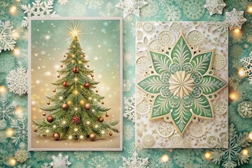 Christmas Card Design Templates with Geometric Tree Patterns for Creative Holiday Greetings