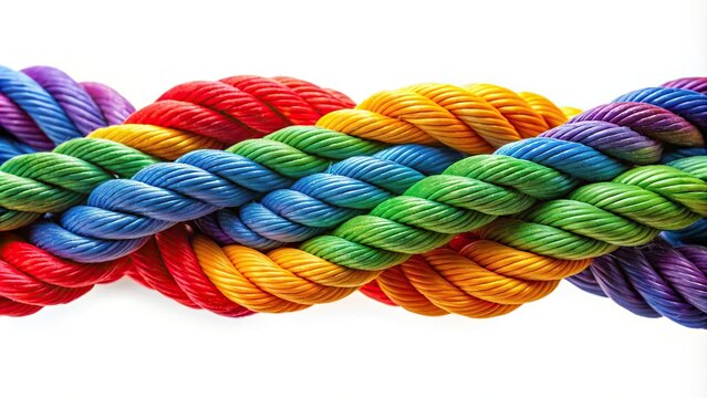 Forced perspective colorful rope symbolizing strength and unity