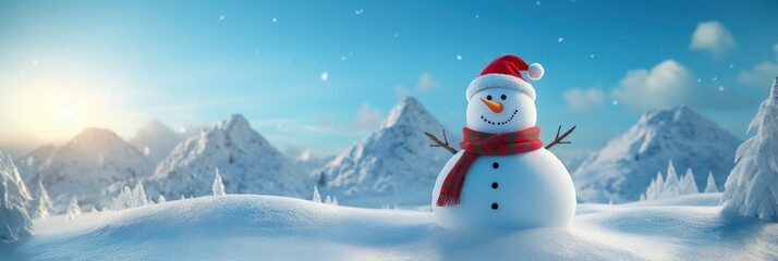 Obraz premium Cute snowman. Winter holiday theme.
