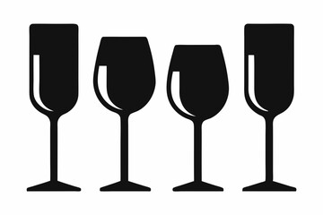
Wine glass silhouette vector set, Wine glass icon vector

