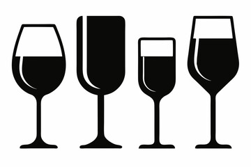 
Wine glass silhouette vector set, Wine glass icon vector

