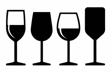 
Wine glass silhouette vector set, Wine glass icon vector

