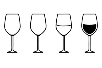 
Wine glass silhouette vector set, Wine glass icon vector

