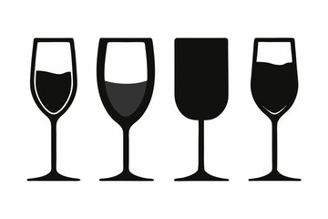 
Wine glass silhouette vector set, Wine glass icon vector

