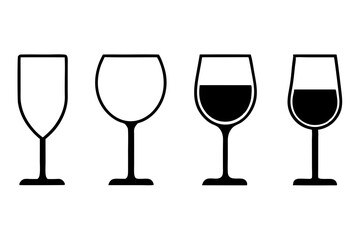 
Wine glass silhouette vector set, Wine glass icon vector

