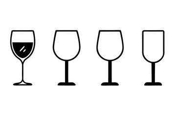 
Wine glass icon vector. wine glass in the circle symbol silhouette set
