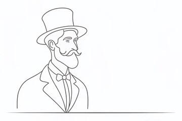 Classic Gentleman Top Hat Line Drawing Vector for Timeless Elegance