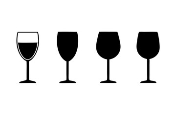 
Wine glass icon vector. wine glass in the circle symbol silhouette set
