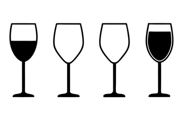 
Wine glass icon vector. wine glass in the circle symbol silhouette set

