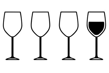 
Wine glass icon vector. wine glass in the circle symbol silhouette set
