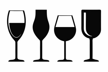 
Wine glass icon vector. wine glass in the circle symbol silhouette set
