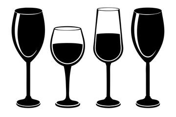 
Wine glass icon vector. wine glass in the circle symbol silhouette set
