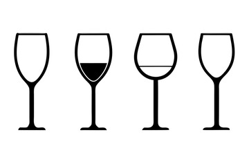 
Wine glass icon vector. wine glass in the circle symbol silhouette set
