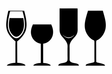 
Wine glass icon vector. wine glass in the circle symbol silhouette set
