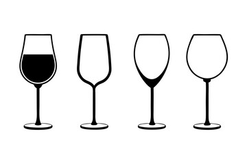 
Wine glass icon vector. wine glass in the circle symbol silhouette set
