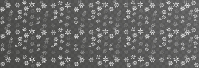 Vector snow falling from above. Snowfall on isolated transparent background. Christmas or winter background. Snow or snowflakes png.