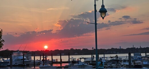 sunset over the harbor