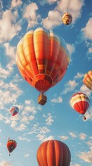 Obraz premium Colorful hot air balloons floating in the sky, 4K hyperrealistic photo