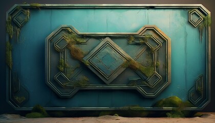 Mossy, Weathered Stone Panel with Intricate Design