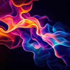 Obraz premium Colorful abstract waves of smoke creating dynamic visual movement.